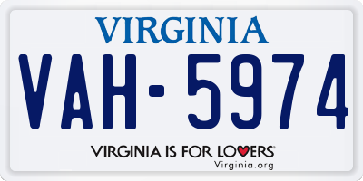 VA license plate VAH5974