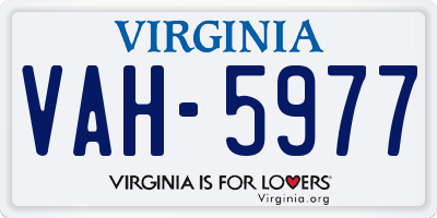 VA license plate VAH5977