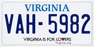 VA license plate VAH5982