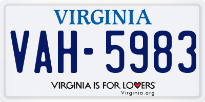 VA license plate VAH5983