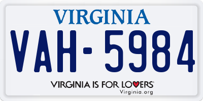 VA license plate VAH5984