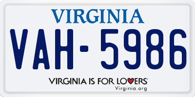 VA license plate VAH5986