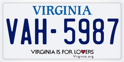 VA license plate VAH5987