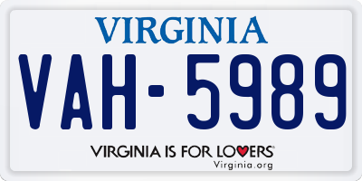 VA license plate VAH5989