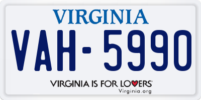 VA license plate VAH5990