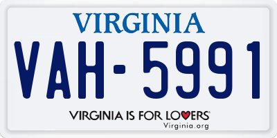 VA license plate VAH5991