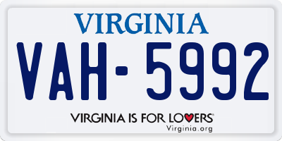 VA license plate VAH5992