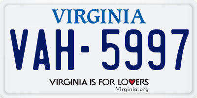 VA license plate VAH5997