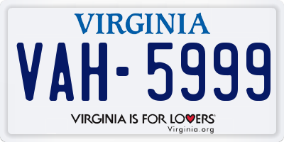 VA license plate VAH5999