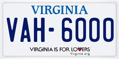 VA license plate VAH6000