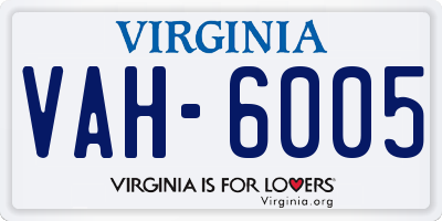 VA license plate VAH6005