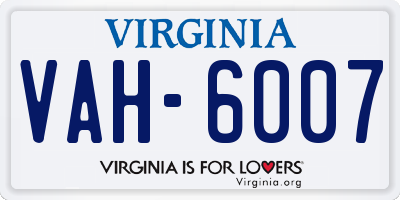 VA license plate VAH6007