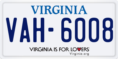VA license plate VAH6008