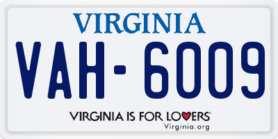 VA license plate VAH6009