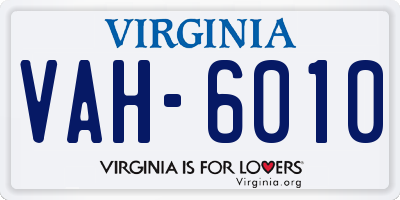 VA license plate VAH6010