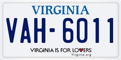 VA license plate VAH6011