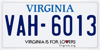 VA license plate VAH6013