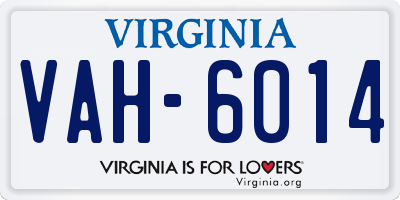 VA license plate VAH6014