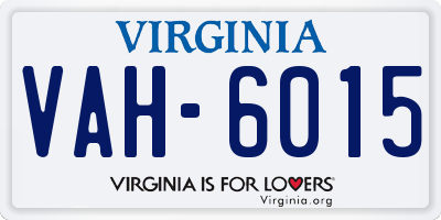 VA license plate VAH6015