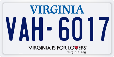 VA license plate VAH6017