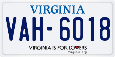 VA license plate VAH6018