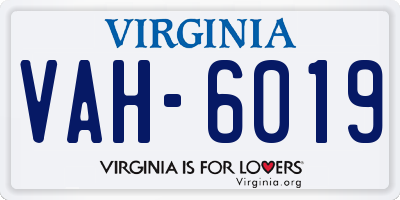 VA license plate VAH6019