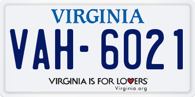 VA license plate VAH6021