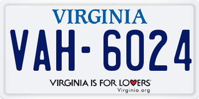 VA license plate VAH6024