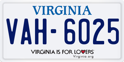 VA license plate VAH6025