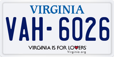 VA license plate VAH6026