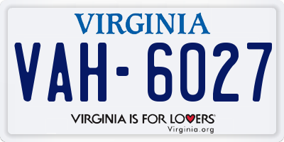 VA license plate VAH6027