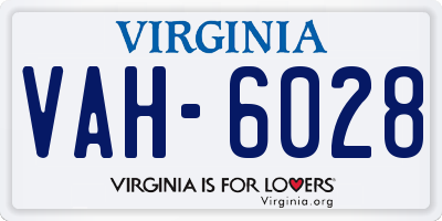 VA license plate VAH6028