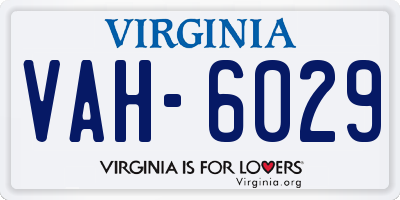VA license plate VAH6029