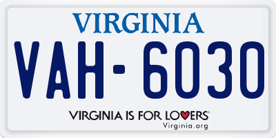 VA license plate VAH6030