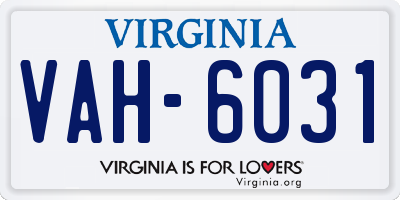 VA license plate VAH6031