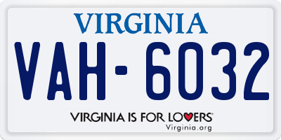 VA license plate VAH6032