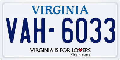 VA license plate VAH6033