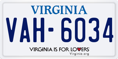 VA license plate VAH6034