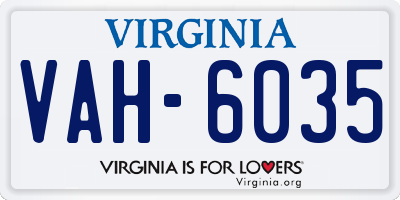 VA license plate VAH6035