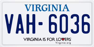 VA license plate VAH6036
