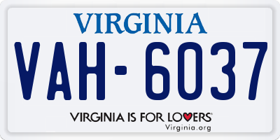 VA license plate VAH6037