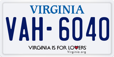 VA license plate VAH6040