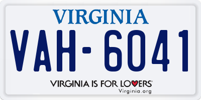 VA license plate VAH6041