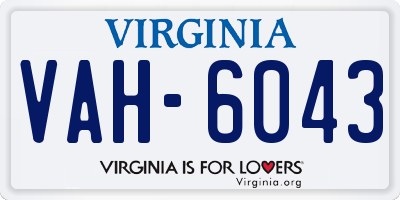 VA license plate VAH6043