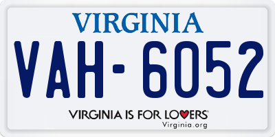 VA license plate VAH6052