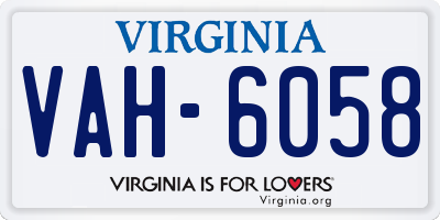VA license plate VAH6058