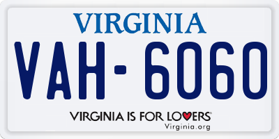VA license plate VAH6060