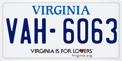 VA license plate VAH6063