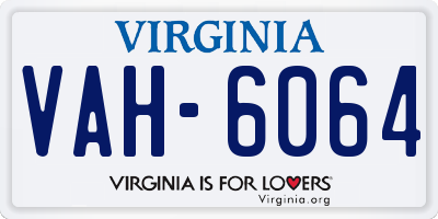 VA license plate VAH6064