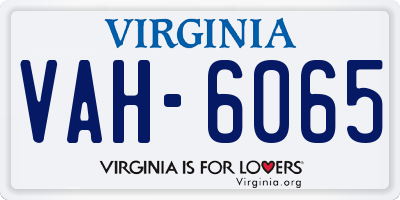 VA license plate VAH6065